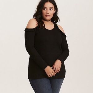 Torrid Super Soft Cold Shoulder Ruffle Tee